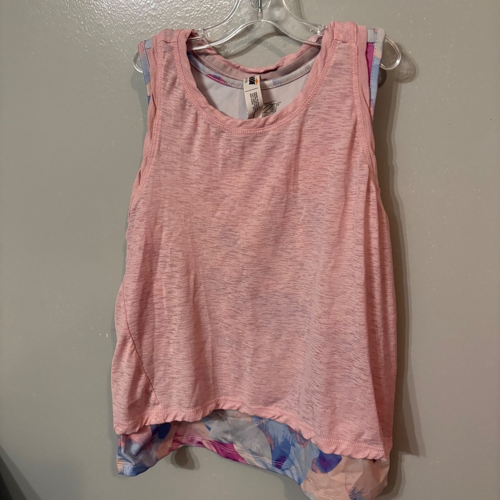 Avia Pink Layered Tank Top Sleeveless Athletic Workout (Girls Medium 7/8)
